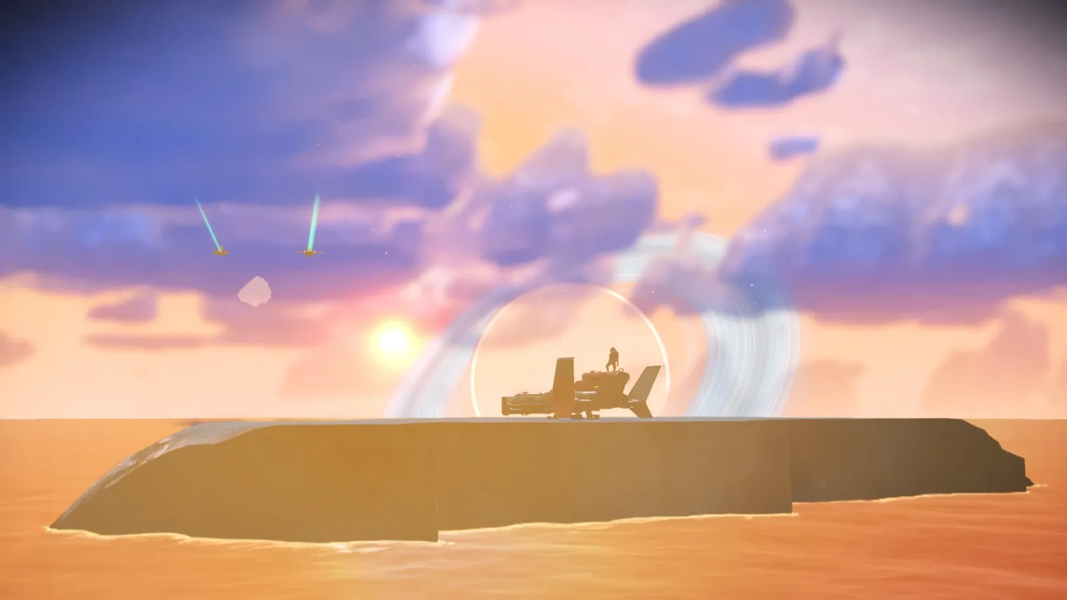 Ile déserte avec couché de soleil